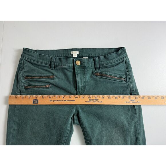 J Crew Women's Green Denim Skinny Jeans Stretch Zipper Front Pockets Size 30 - Picture 7 of 11